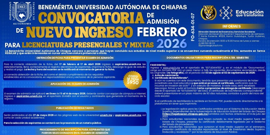 ?? ¡Convocatoria abierta UNACH Campus VII!
