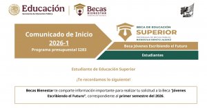 Convocatoria abierta | Beca Jóvenes Escribiendo el Futuro 2026-1