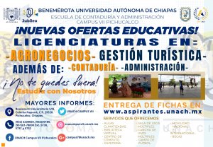 ¡Ya está abierta la convocatoria de nuevo ingreso en la UNACH – Campus VII Pichucalco!