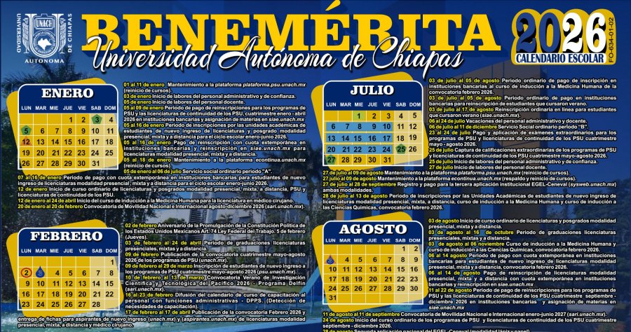 CALENDARIO ESCOLAR 2026