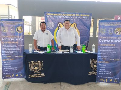 La Escuela de Contaduría y Administración Campus VII Pichucalco promueve su oferta educativa en feria profesiográfica en Jalapa, Tabasco